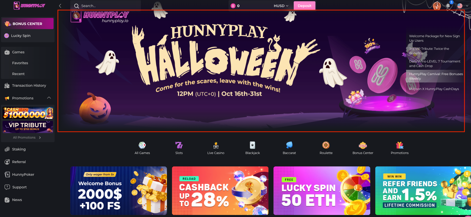 HunnyPlay Halloween - Come For The Scare, Leave With The Wins
