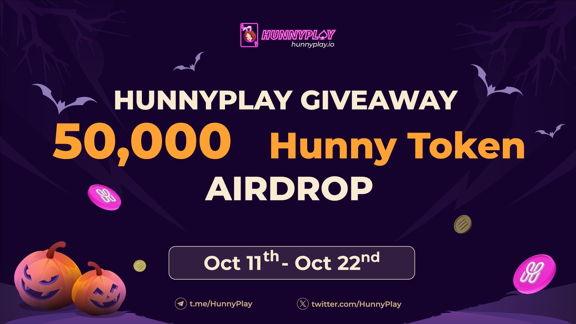 HUNNYPLAY GIVEAWAY - CELEBRATE OCTOBER WITH A REWARD OF 125,000 $HUNNY