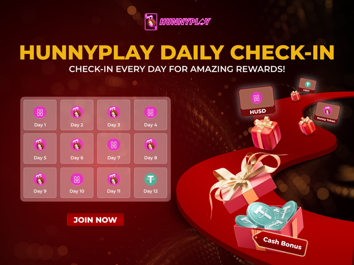 DAILY WINS: CHECK-IN HUNNYPLAY EVERY DAY FOR AMAZING REWARDS!